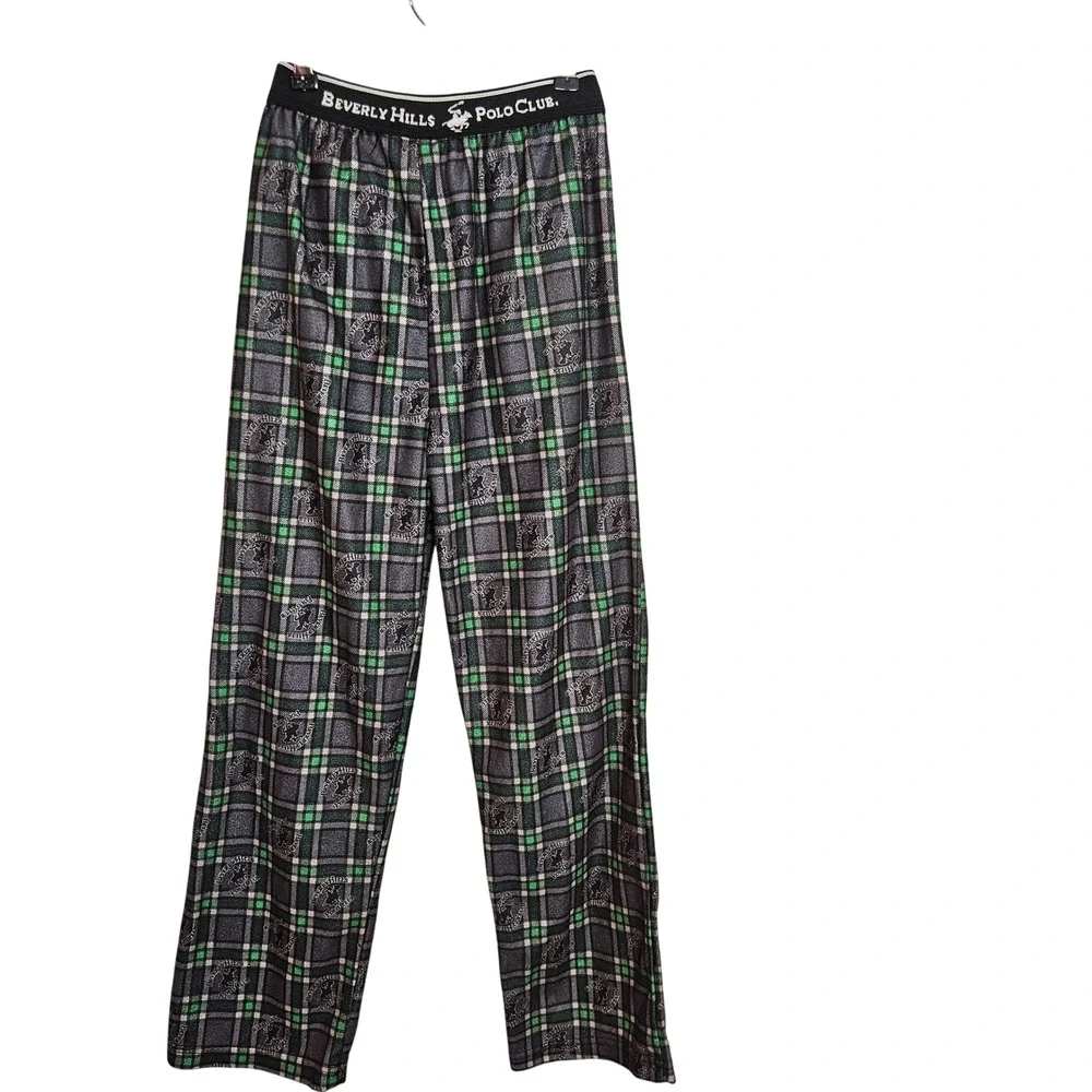 Beverly Hills Polo Club Kids Pajama Pants‎ Gray Green Plaid Size 12/14 B45201-06